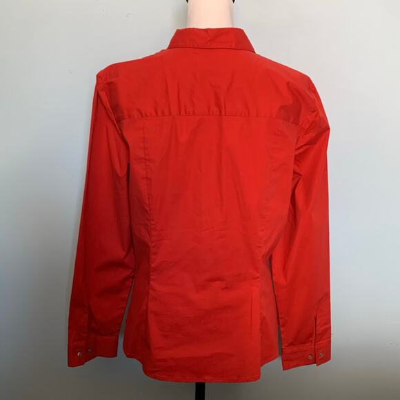 Ann Taylor Stretch Red Button Down Shirt Size 14 - Picture 4 of 8